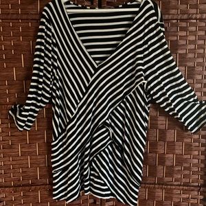 NWOT NY Collection | Black & White Long Sleeved Tiered Striped Shirt | Size 3X
